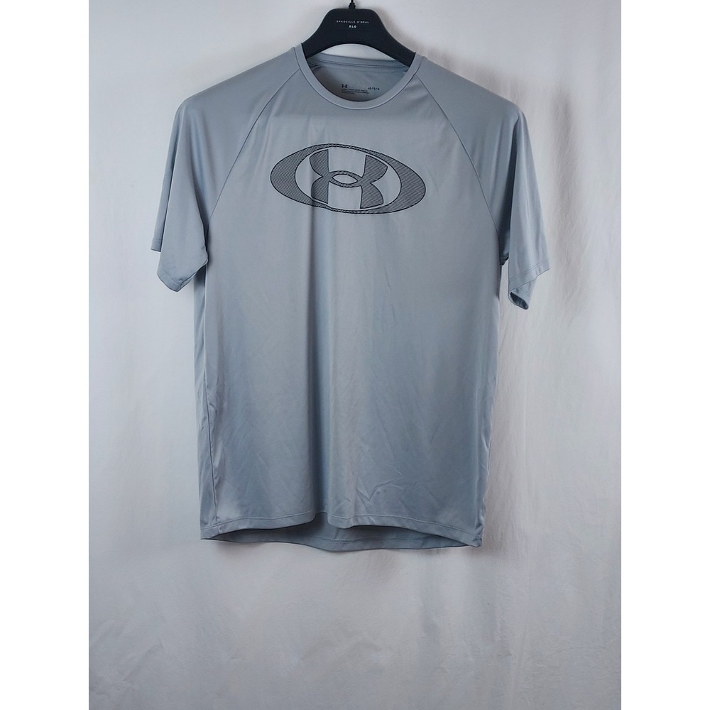 Under Armour Mens Large T-Shirt Gray Short Sleeve HeatGear Loose Fit 1373437